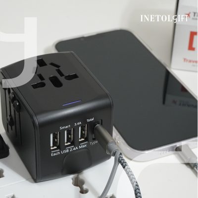 Travel Adapter With Usb - Tech & Charging Gifts corporate gift by Inetolgift